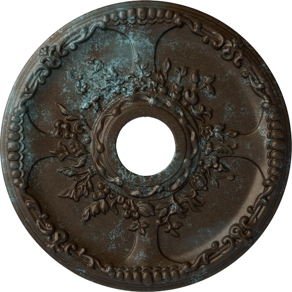 Ekena Millwork Antioch Ceiling Medallion (Canopies up to 3 1/2"), 18"OD x 3 1/2"ID x 1 3/8"P, Bronze Blue Patina CM18SEBBS - main